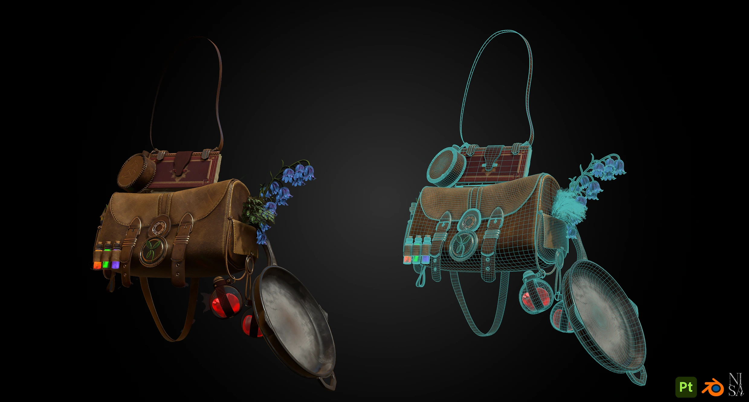 Enchanted Satchel, Inventory prop · Leather · Fantasy — image 2 of 4