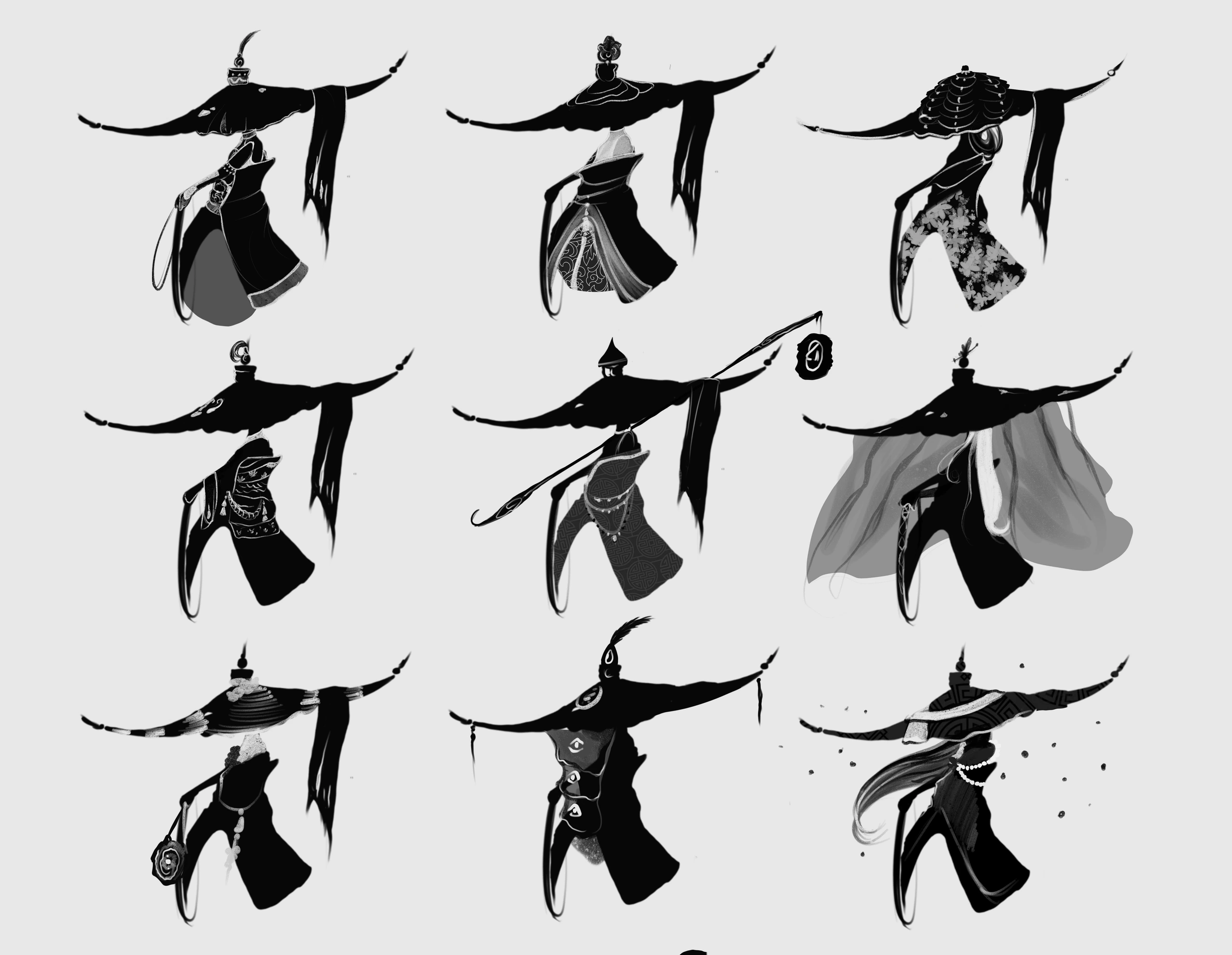 Xin, Character concept · Silhouette study · 3D sculpt — image 9 of 12