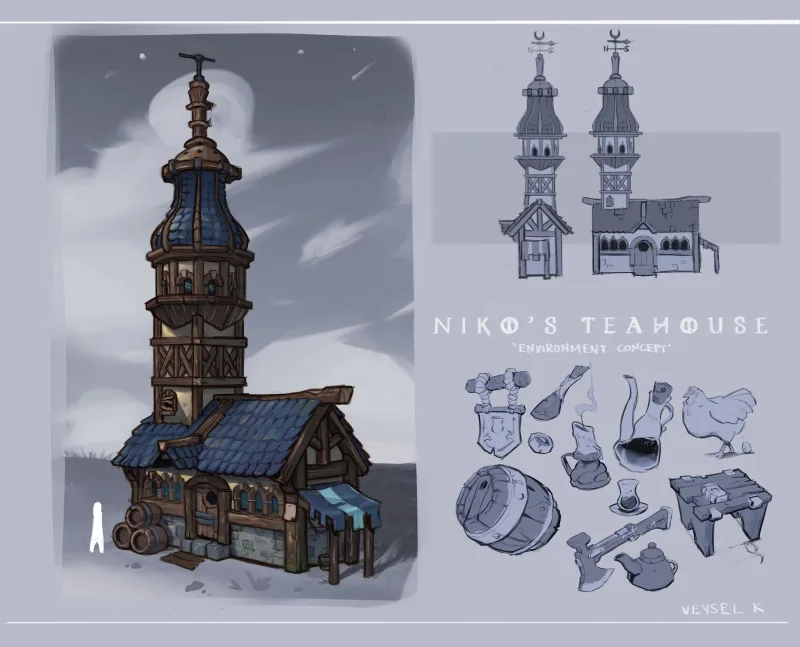 Niko's Teahouse — 2D · Environment concept