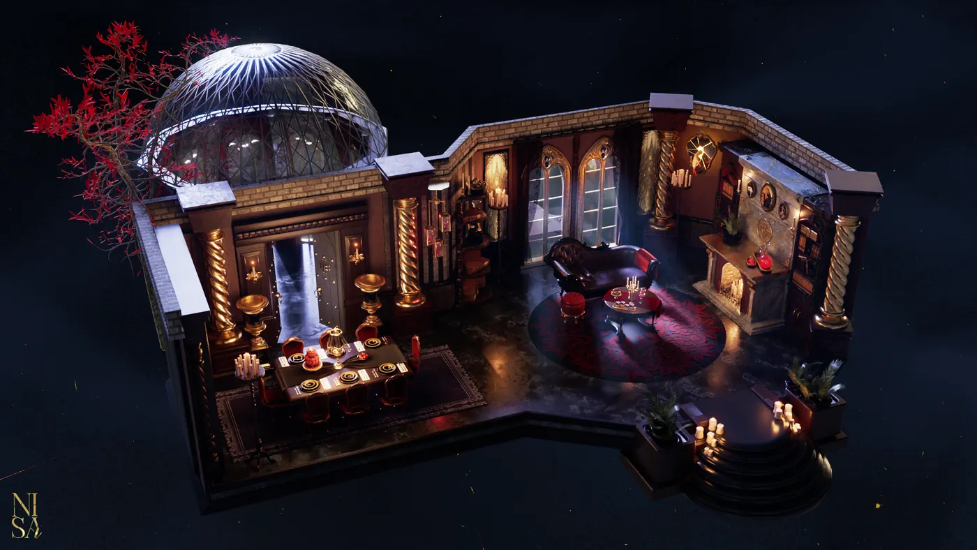 Vampire Hall — 3D · Environment · Gothic interior